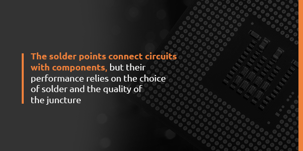 solder joints on a circuit board